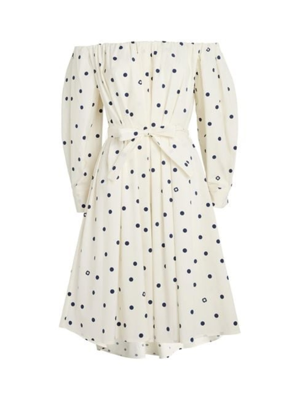 Maje White Off-Shoulder Polka Dot Tie-Waist Dress - Picture 3 of 7